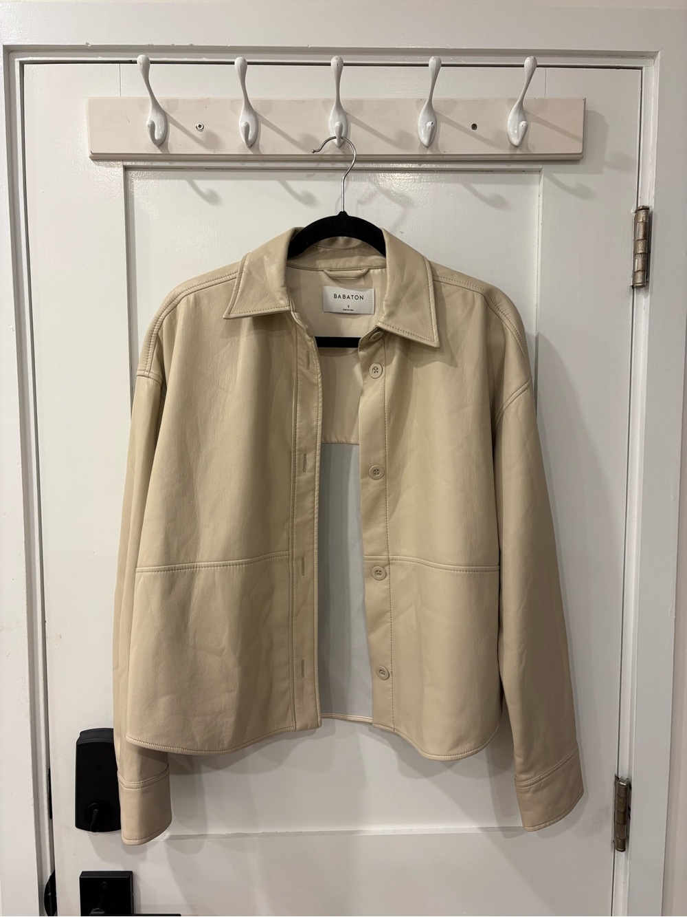 Aritzia Cream Leather Jacket